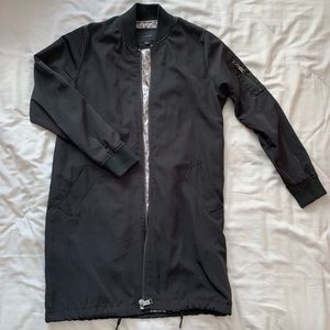 Black Long Bomber Coat